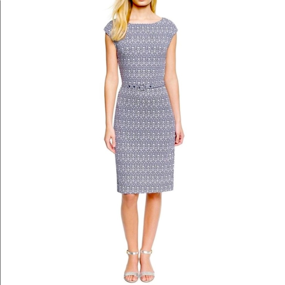 Tory Burch Navy Printed Belted Dress